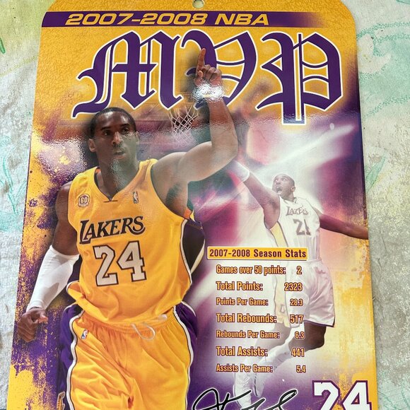 WinCraft Other - Kobe Bryant MVP Plastic Locker Room Sign 2008 NBA Properties WinCraft 16.5" x 10